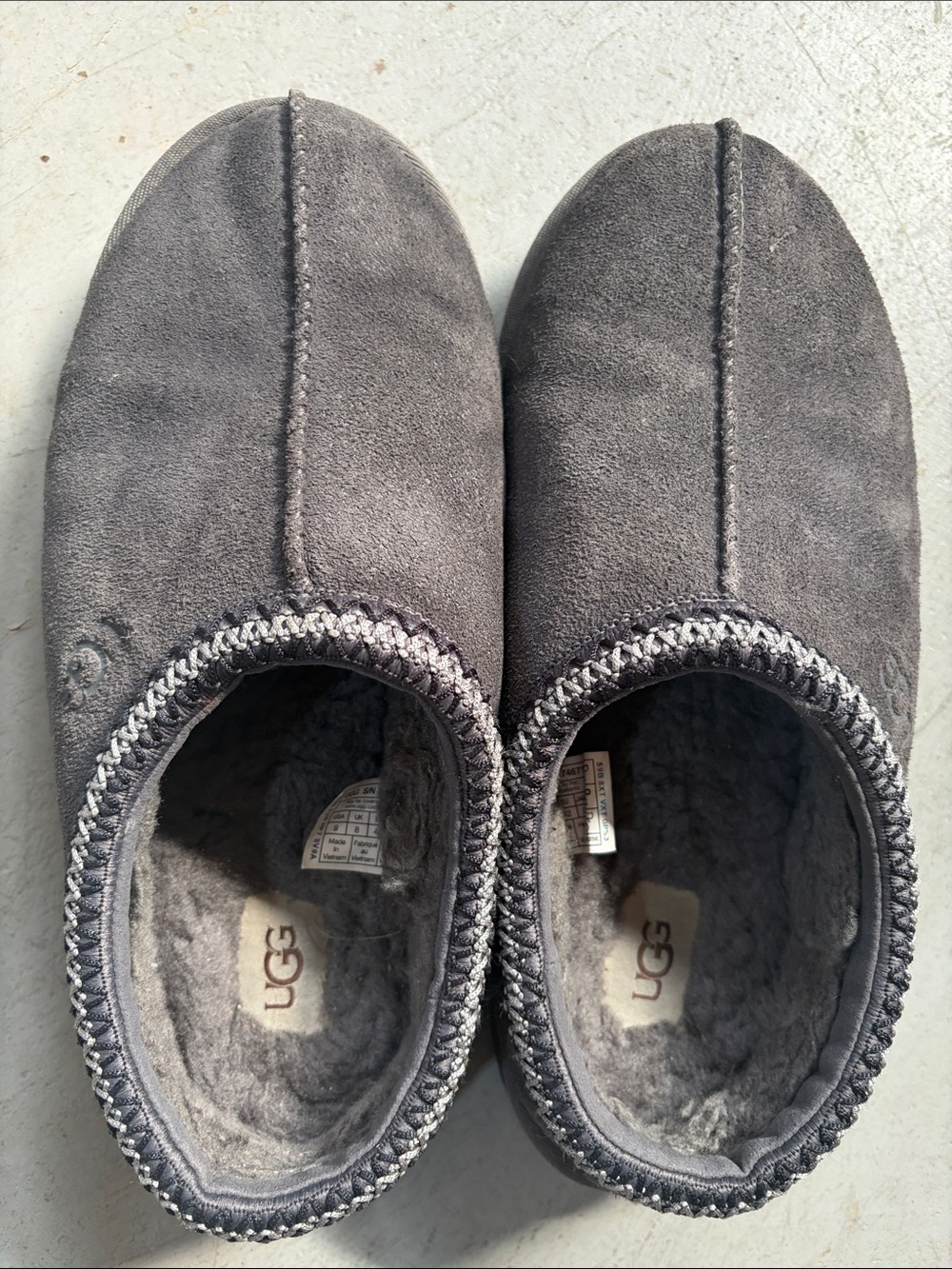UGG Tasman Charcoal Gray Suede Slip-On Loafers